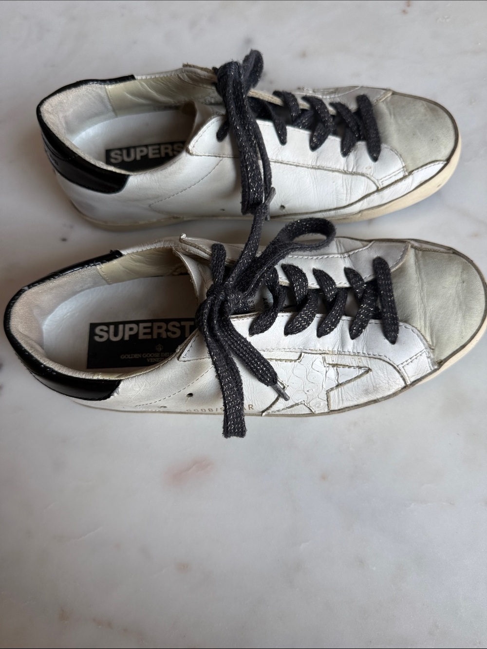 Golden Goose White Sneakers with Black Accents
